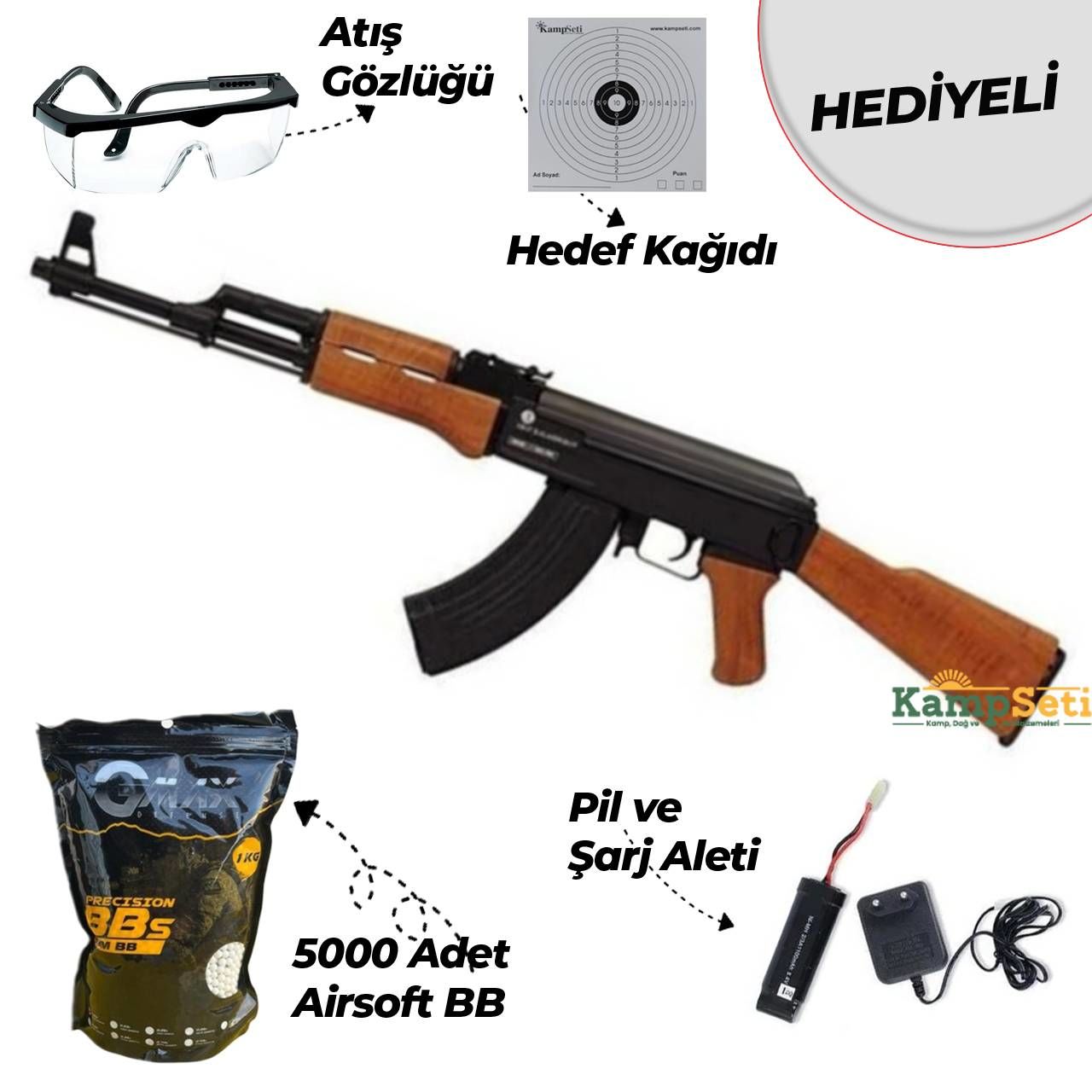 CYBERGUN AK47 Kalashnikov Metal AEG Airsoft Tüfek Ahşap