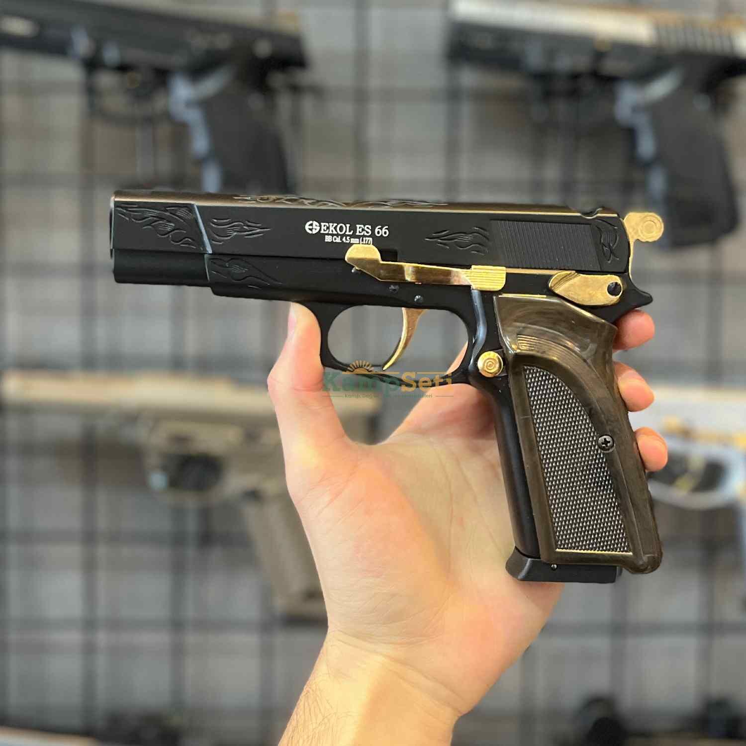 EKOL ES 66 Havalı Tabanca İşlemeli Siyah - 4.5 mm