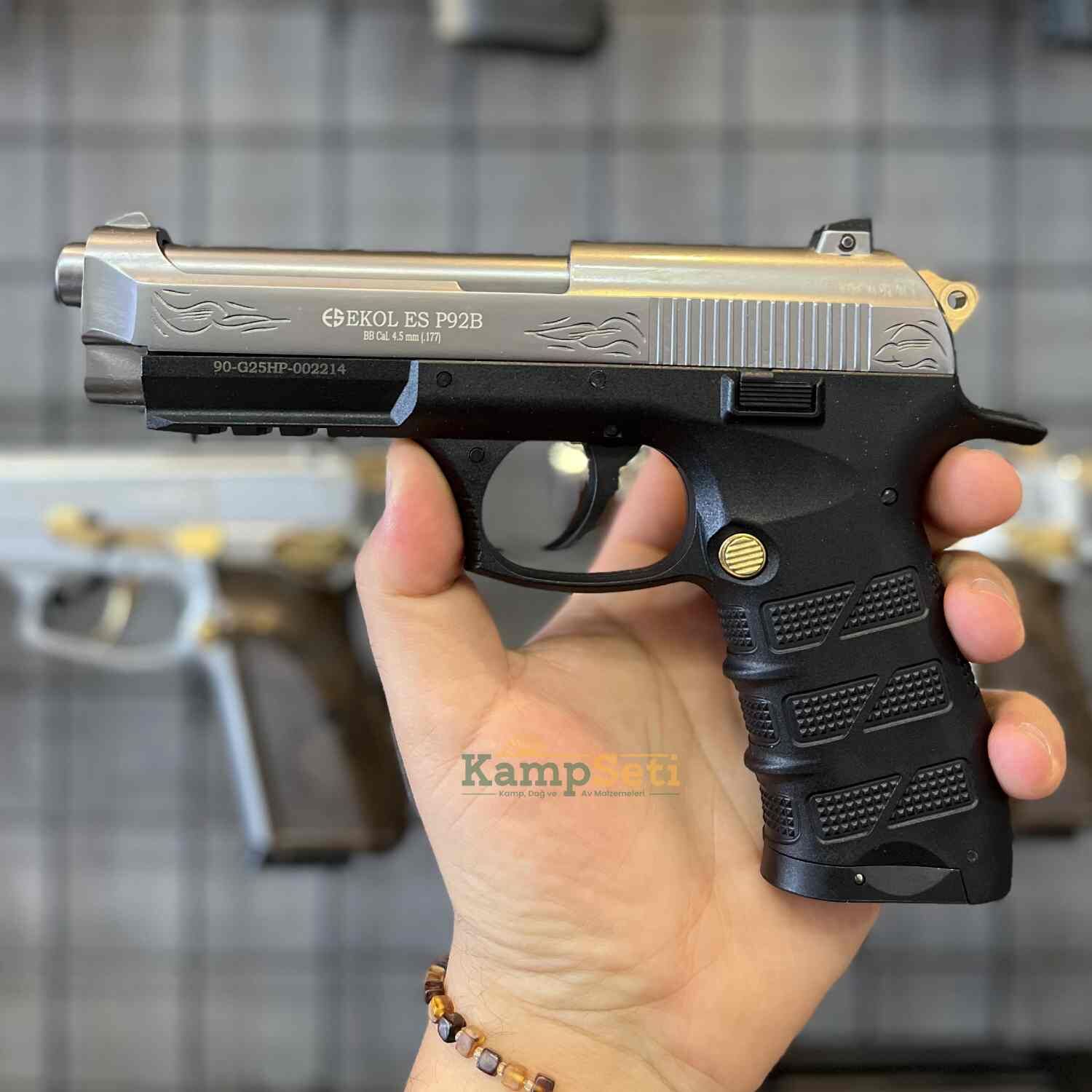 Ekol ES P92B Blowback Havalı Tabanca Füme Altın İşlemeli