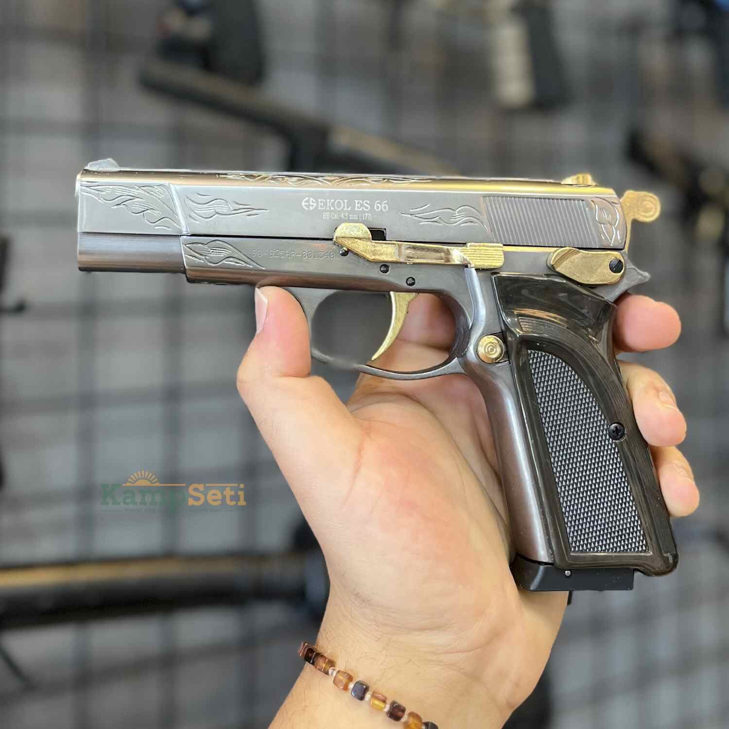 Ekol ES 66 Havalı Tabanca Füme Altın İşlemeli 4.5mm