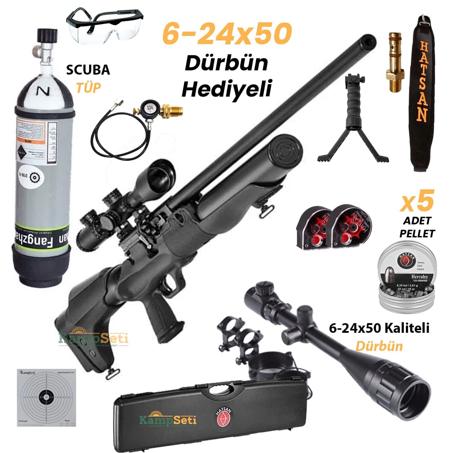 Premium Set Hatsan Hercules 666 QE Pcp Havalı Tüfek 6.35mm