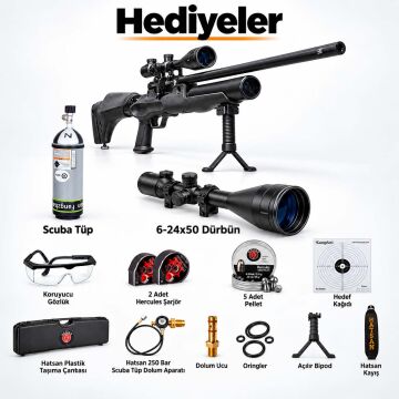 Premium Set Hatsan Hercules 666 QE Pcp Havalı Tüfek 6.35mm