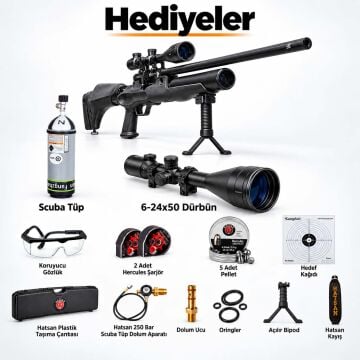 Premium Set Hatsan Hercules 666 QE Pcp Havalı Tüfek 6.35mm