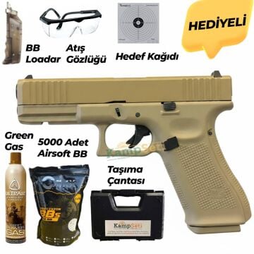 WE Glock G17 Gen5 F Serisi Full Tan GBB Airsoft Tabanca