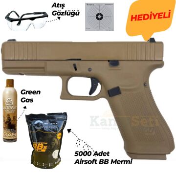 WE Glock G17 Gen5 F Serisi Full Tan GBB Airsoft Tabanca