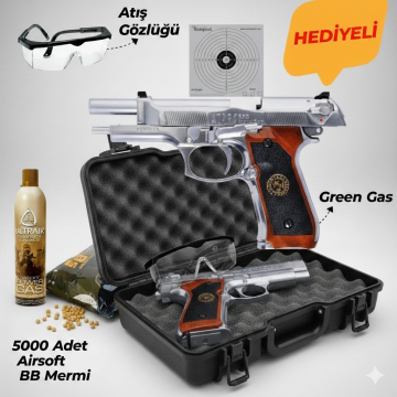 WE Samurai Edge Standard M9 Style Airsoft Tabanca - Silver