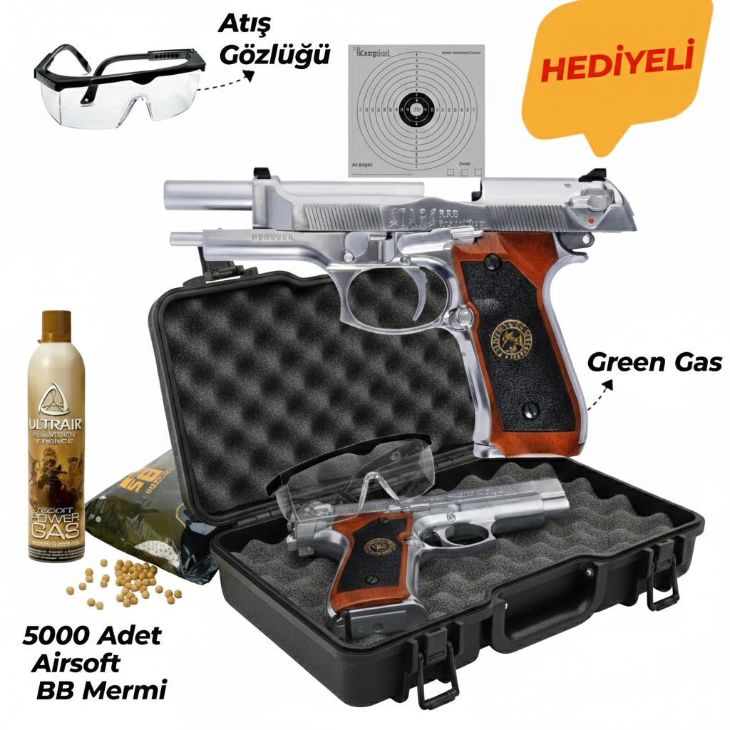 WE Samurai Edge Standard M9 Style Airsoft Tabanca - Silver