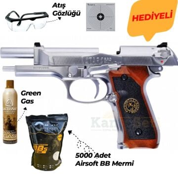 WE Samurai Edge Standard M9 Style Airsoft Tabanca - Silver