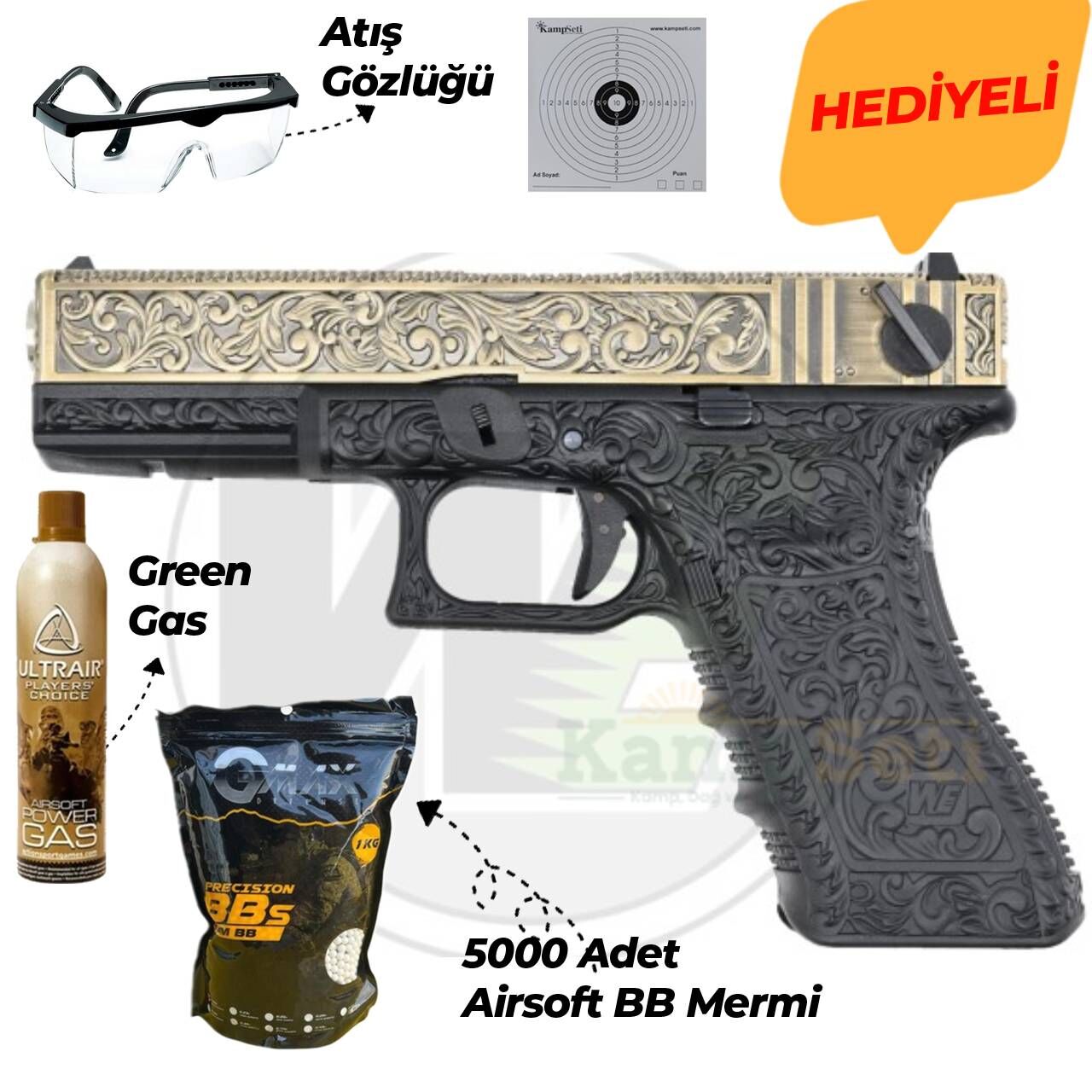 WE G18C Full Otomatik Metal Airsoft Tabanca – Green Gas Blowback