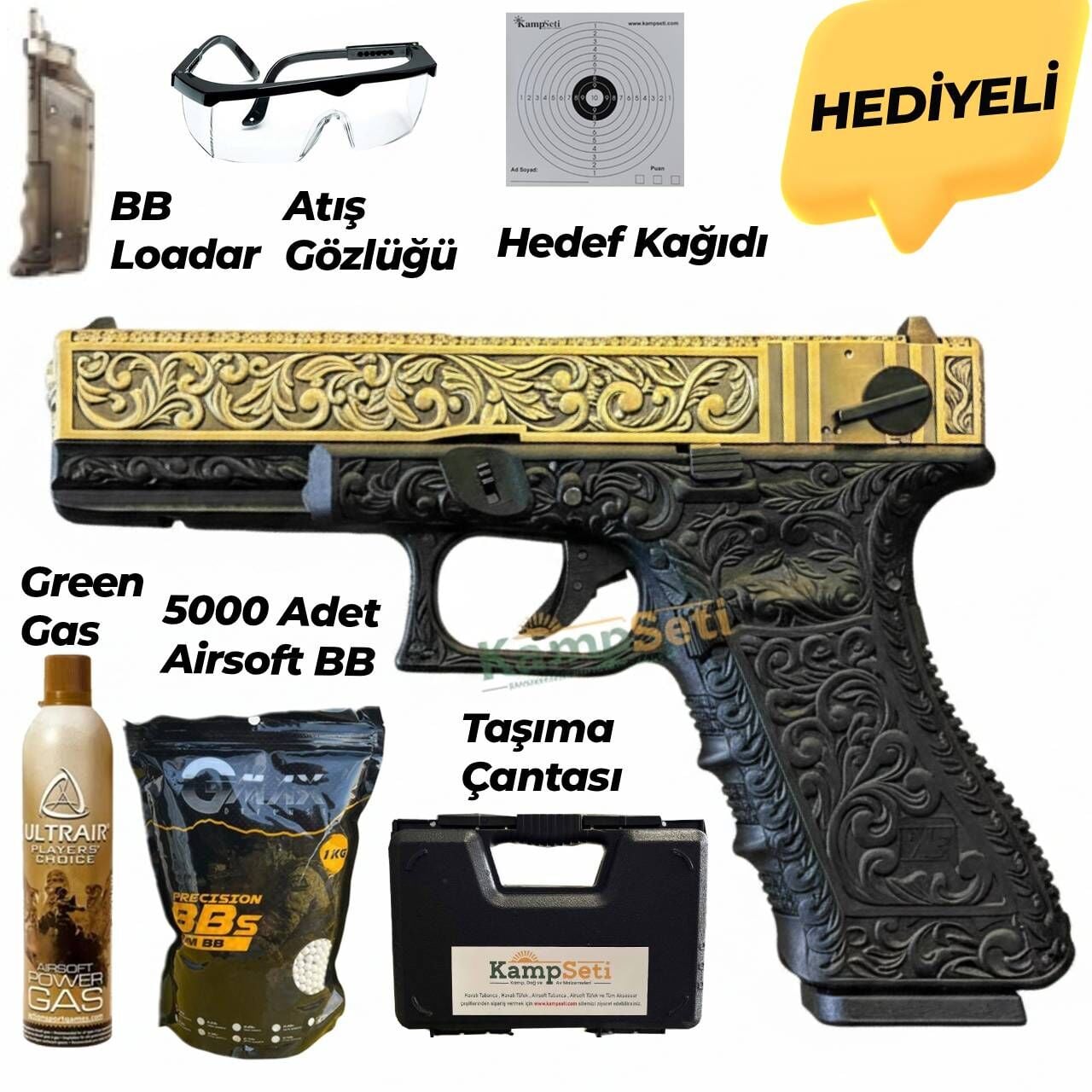 WE G18C Full Otomatik Metal Airsoft Tabanca – Green Gas Blowback