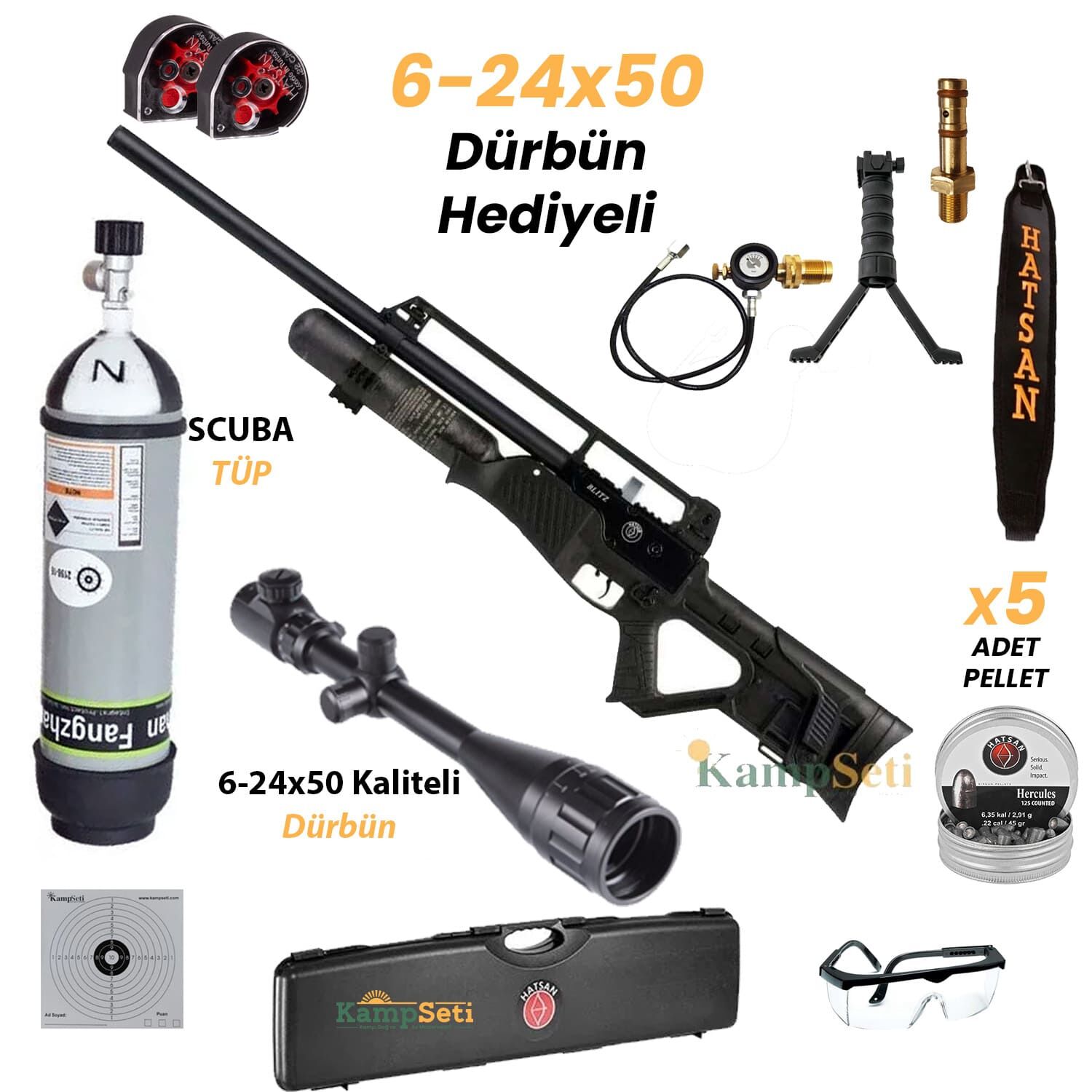 Premium Set Hatsan Blitz PCP Havalı Tüfek 6.35 mm Seri Atış-Full AUTO