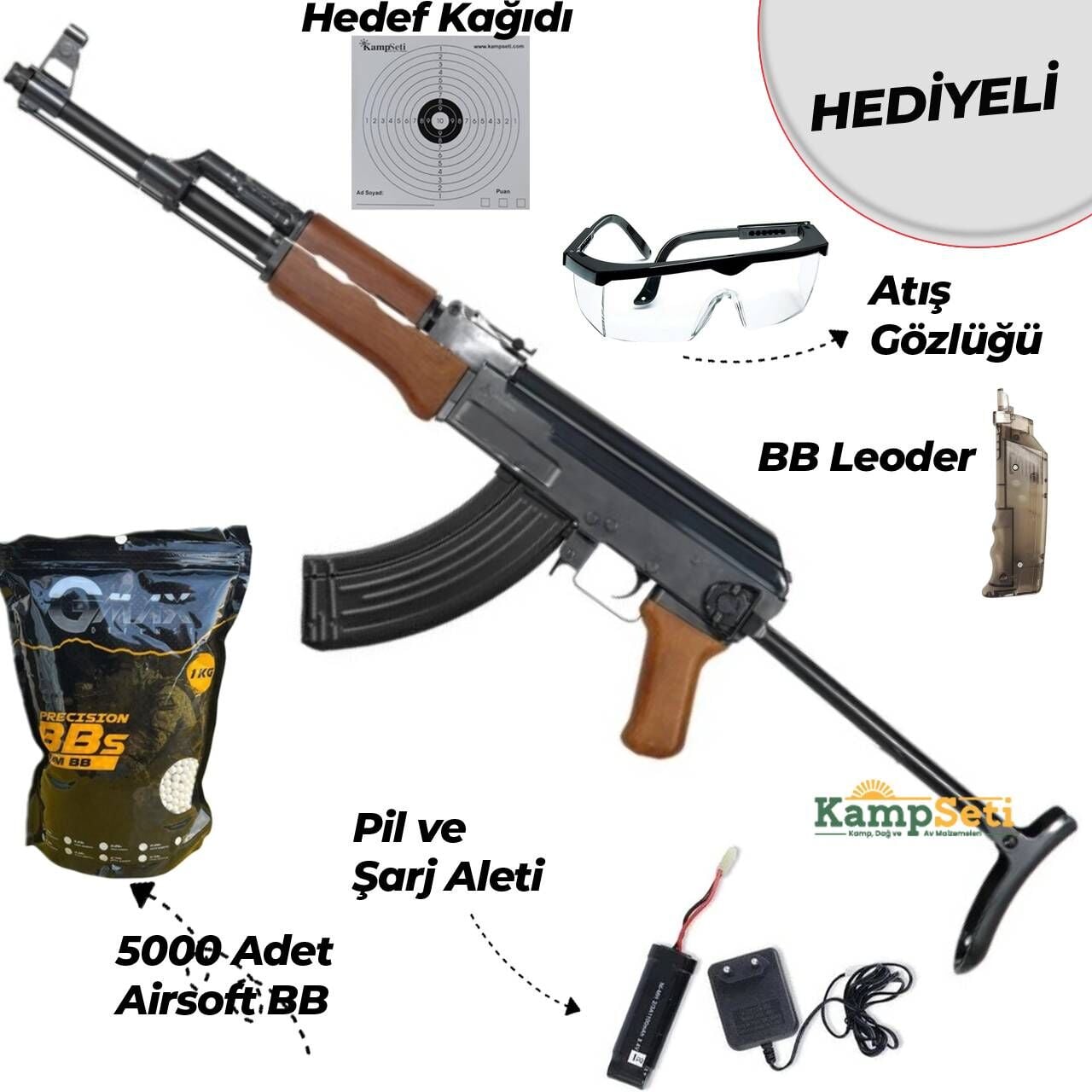 JG Works AK-47S Airsoft Tüfek (Katlanır Dipçik – 600 BB Şarjör)
