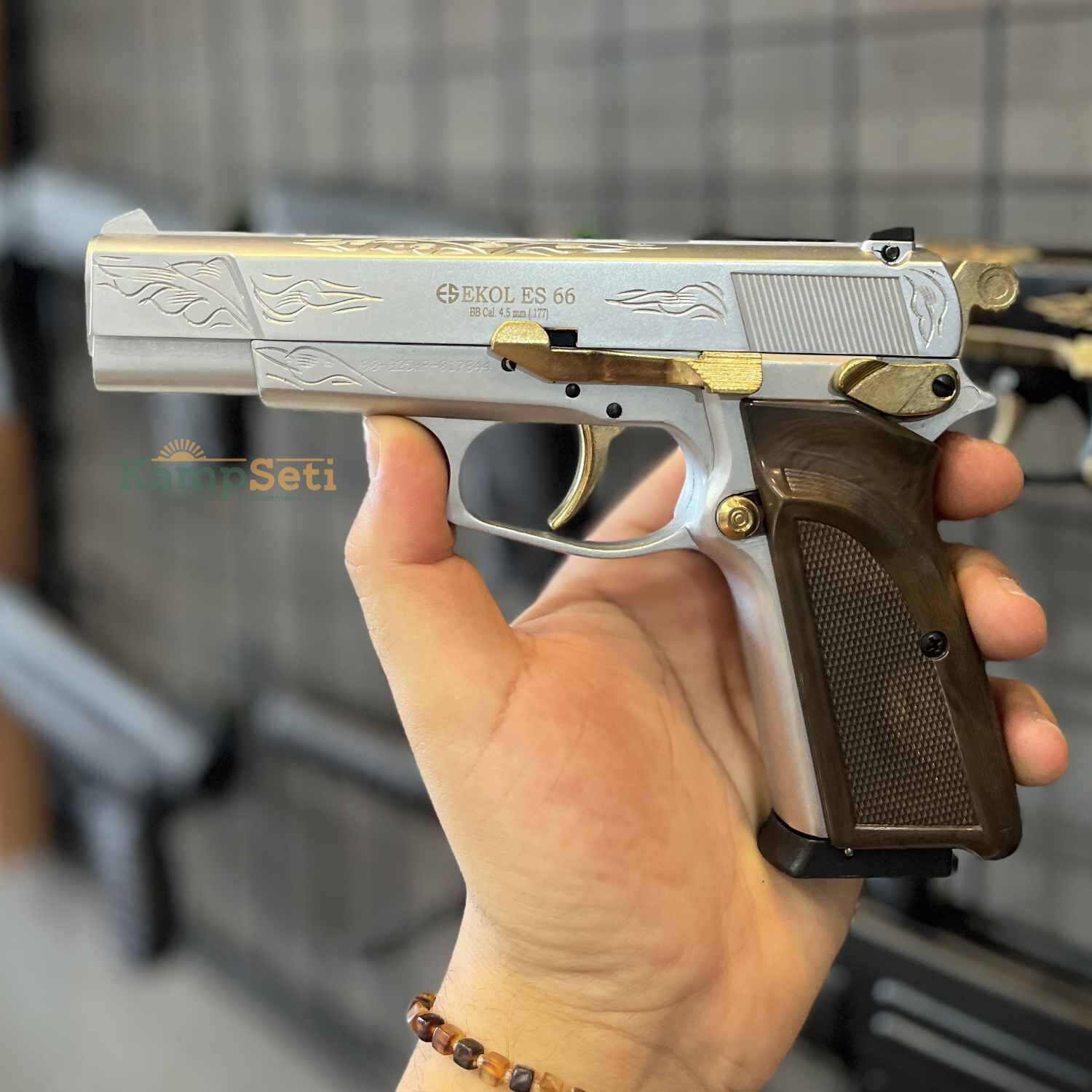Ekol ES 66 Havalı Tabanca Mat Beyaz Altın İşlemeli 4.5mm
