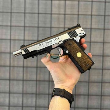 WinGun Blowbackli Full Metal Co2 Airsoft Tabanca (Siyah/Gümüş – Ahşap Kabza)