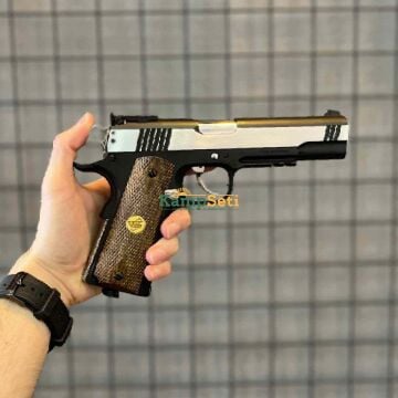 WinGun Blowbackli Full Metal Co2 Airsoft Tabanca (Siyah/Gümüş – Ahşap Kabza)