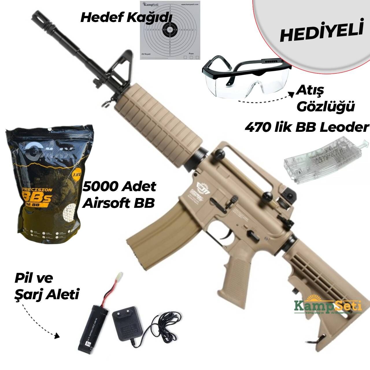 G-RAP【SHAG G】 G&G CM16 Karabina Airsoft Tüfek Çöl Rengi - Kamp Seti