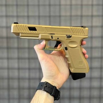Vigor Glock 34 Uzun Sürgülü Green Gas Blowback Airsoft Tabanca 6 mm – Tan