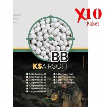 10 Paket KSAirsoft 0.28 Gr Airsoft BB Mermi Plastik 10 KG