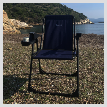 Kampseti Katlanır Kamp Sandalyesi - Mavi Piknik Sandalyesi Bardaklıklı-M1