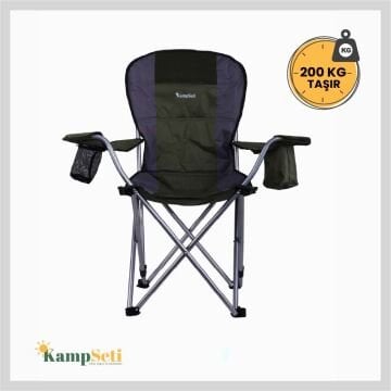 KampSeti Katlanır Kamp Sandalyesi Buzluklu- Lüks Kaliteli Kamp Sandalyesi-A1