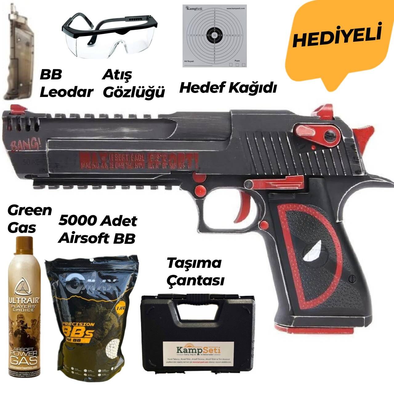 Cybergun Desert Eagle Raylı Deadpool Edition L.50AE GBB Airsoft Tabanca