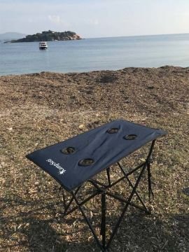 KampSeti Katlanır Kamp Piknik Masası Kumaş Mavi