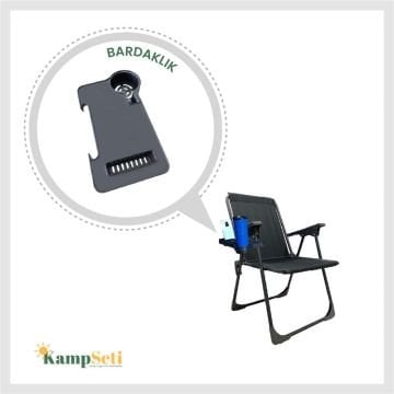 Kampseti 2 Adet Siyah Katlanır Kamp Sandalyesi - Plaj Piknik Sandalyesi Bardaklıklı M1