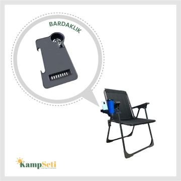 Kampseti 2 Adet Siyah Katlanır Kamp Sandalyesi - Plaj Piknik Sandalyesi Bardaklıklı M1