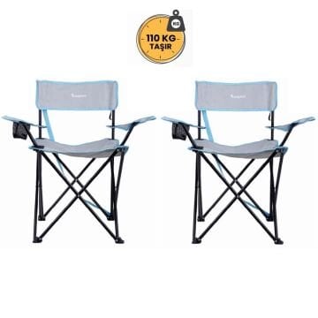 KampSeti 2 Adet Katlanır Kamp Sandalyesi - Sırtı Açık Kamp Sandalyesi-S1