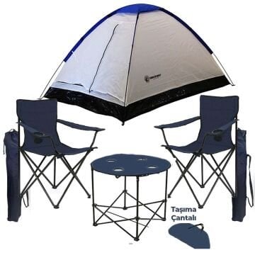 KampSeti Çadır 2 Adet Kamp Sandalyesi ve Masa Seti