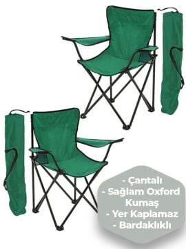 Kampseti Yeşil 3 Kişilik Çadır - 2 Kamp Sandalyesi ve Masa Seti