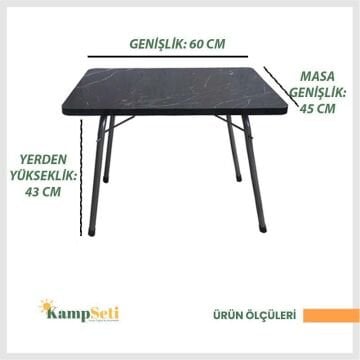 KampSeti Katlanır Kamp Masası Siyah-Taşınabilir Piknik Bahçe Masası ve Sehpa