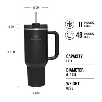 Stanley Quencher Flowstate Pipetli Termos Bardak Siyah