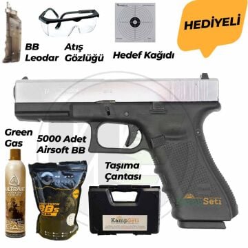 WE Glock 17 Gen4 Gümüş Blowback Airsoft Tabanca Greengas