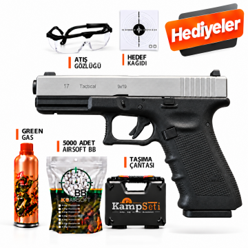WE Glock 17 Gen4 Gümüş Blowback Airsoft Tabanca Greengas
