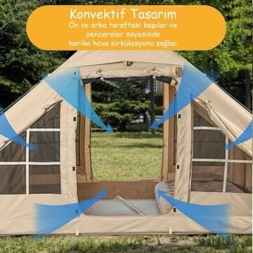 MoniCamp 6 Kişilik 4 Mevsim Şişme Kamp Çadırı 6m2