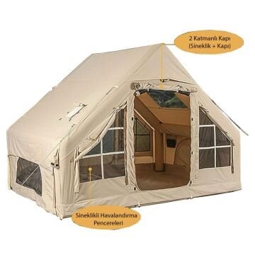 MoniCamp 6 Kişilik 4 Mevsim Şişme Kamp Çadırı 6m2
