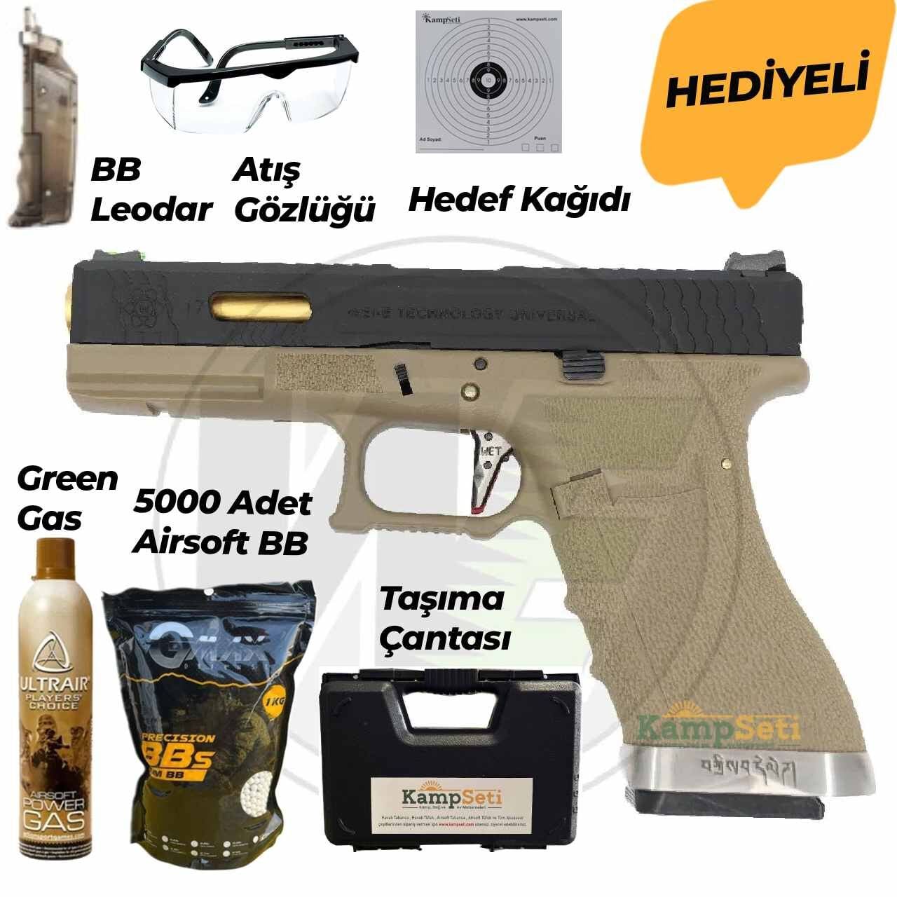WE Glock 17 T6 Blowback Airsoft Tabanca 6mm Tan