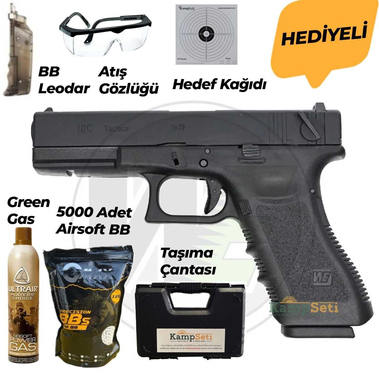 WE Glock 18C Gen3 BK Blowback Airsoft Tabanca Siyah
