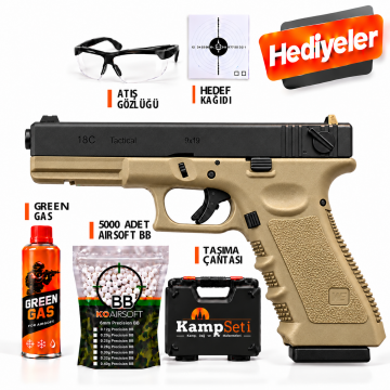 WE Glock 18C Gen 3 Blowback Airsoft Tabanca Tan/Siyah