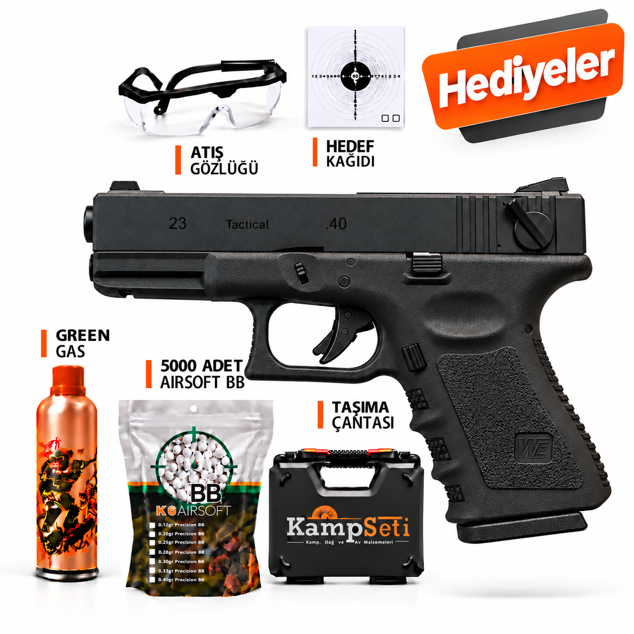 WE Glock 23 Gen 3 BK Blowback Airsoft 6mm