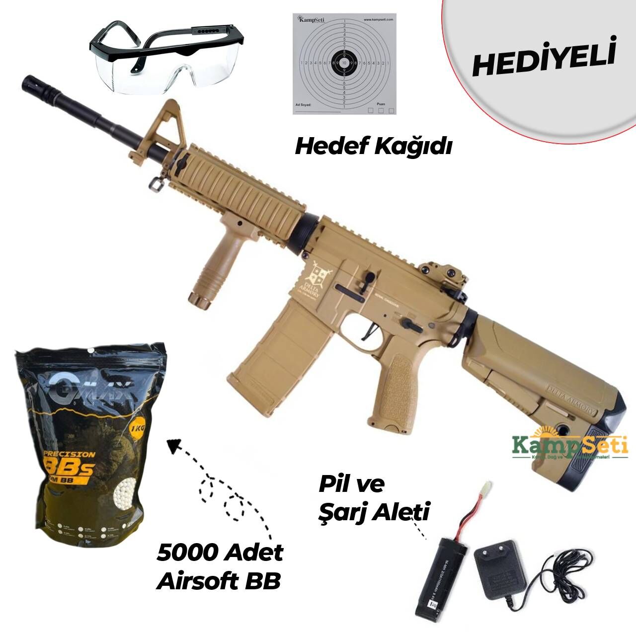 Delta Armory AR15 RIS Charlie AEG Airsoft Tüfek Tan