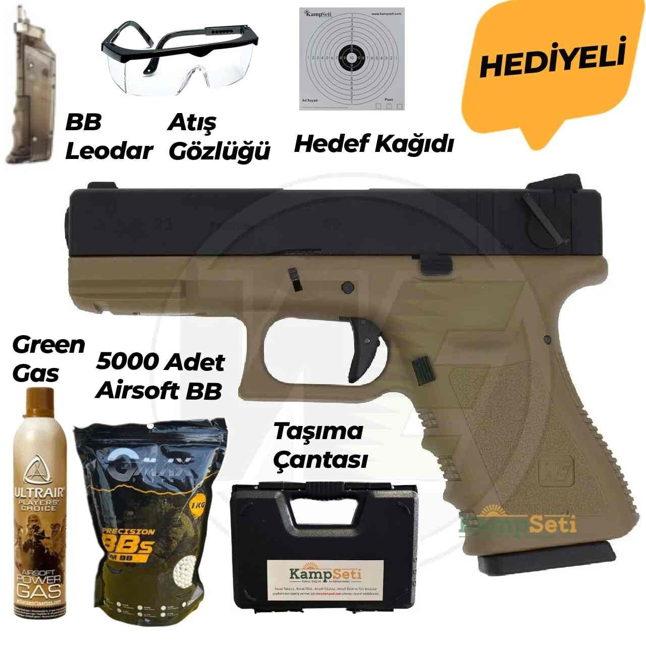 WE Glock 23 Gen3 Blowback Airsoft Tabanca Tan/Siyah