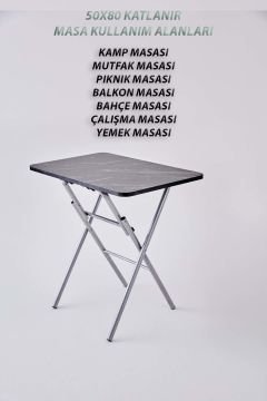 KampSeti 50x80 Katlanır Masa Siyah-Yemek ve Çalışma Masası-Piknik ve Kamp Masası