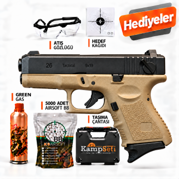 WE Glock 26 Gen3 Tan Blowback Airsoft Tabanca 6mm