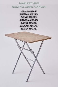 KampSeti 50x80 Katlanır Masa Atlantik Çam-Yemek ve Çalışma Masası-Piknik ve Kamp Masası