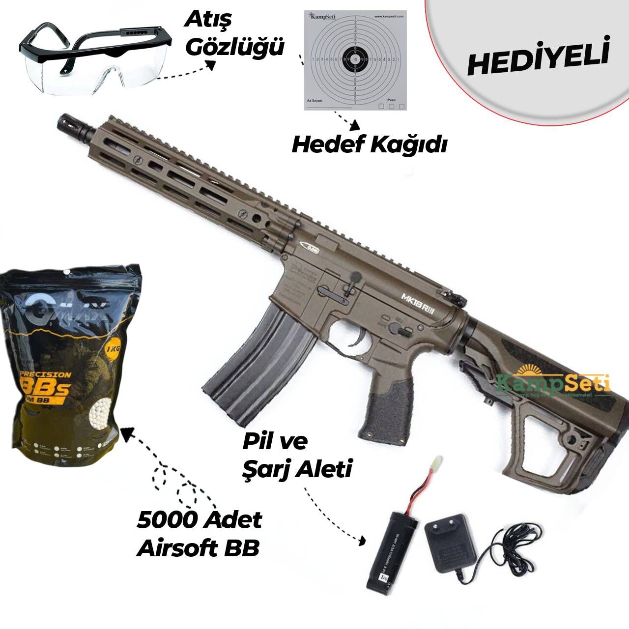 ICS Airsoft EMG X Daniel Defense DD4 MK18 RIII S3 Airsoft Tüfek Coyote