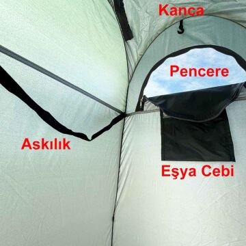 MoniCamp Çok Amaçlı Kamp WC Duş Giyinme Çadırı Zemin Matlı