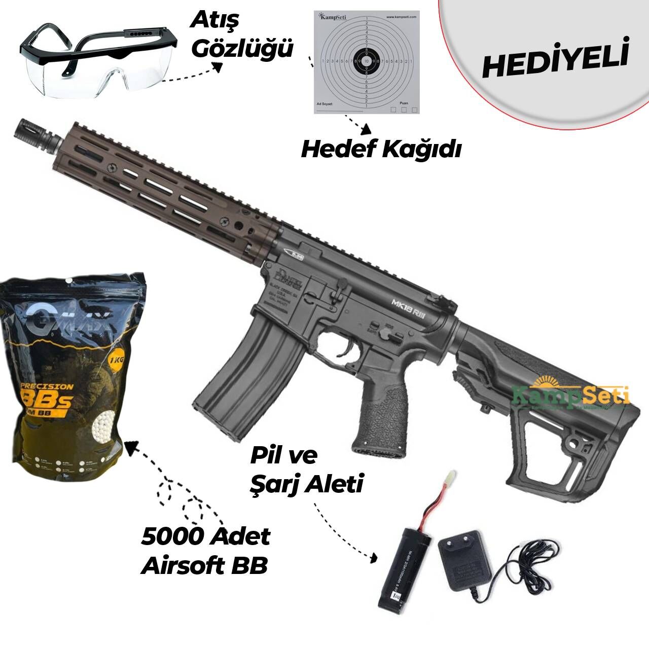ICS Airsoft MK18 RIII S3 Airsoft Tüfek EMG X Daniel Defense DD4 FDE