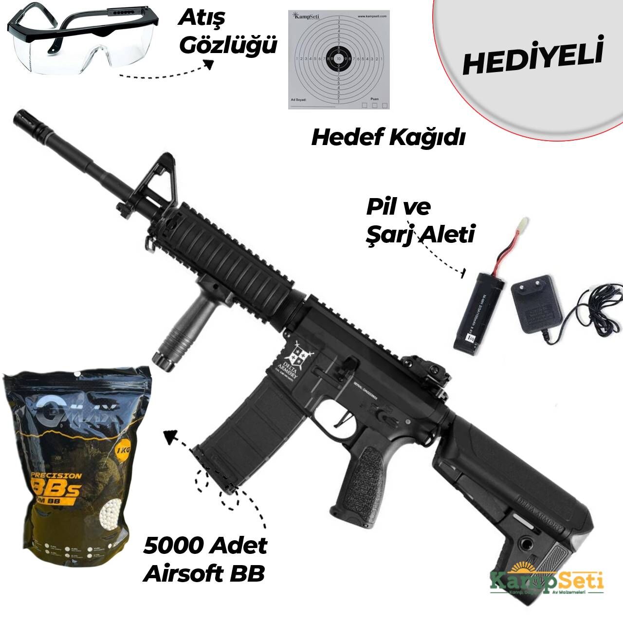 Delta Armory AR15 RIS ALPHA Full Metal Airsoft Tüfek Siyah